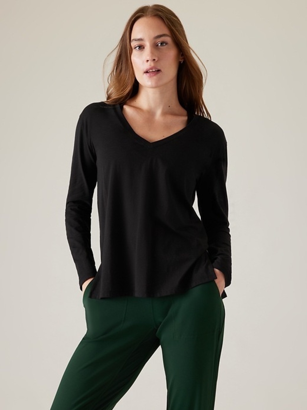 Athleta Outbound V-Neck Top Black XL Tall